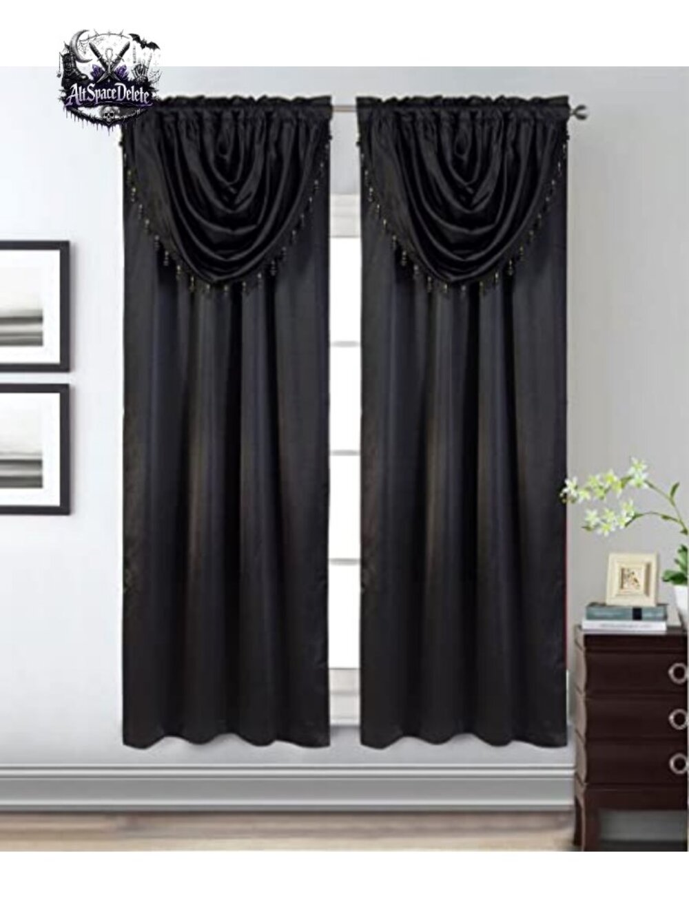 Window Panel with Attached Valance Rod Pocket Curtain 42x84 Light-Filtering